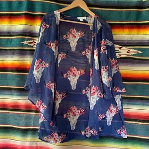 western style bull skull kimono